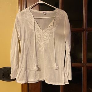 White Embroidered long sleeve shirt